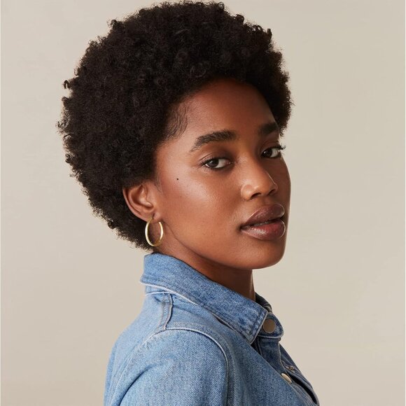 Yellow & White Gold Post Lightweight 20mm Hypoallergic Hoops Earrings for Women - Picture 5 of 6